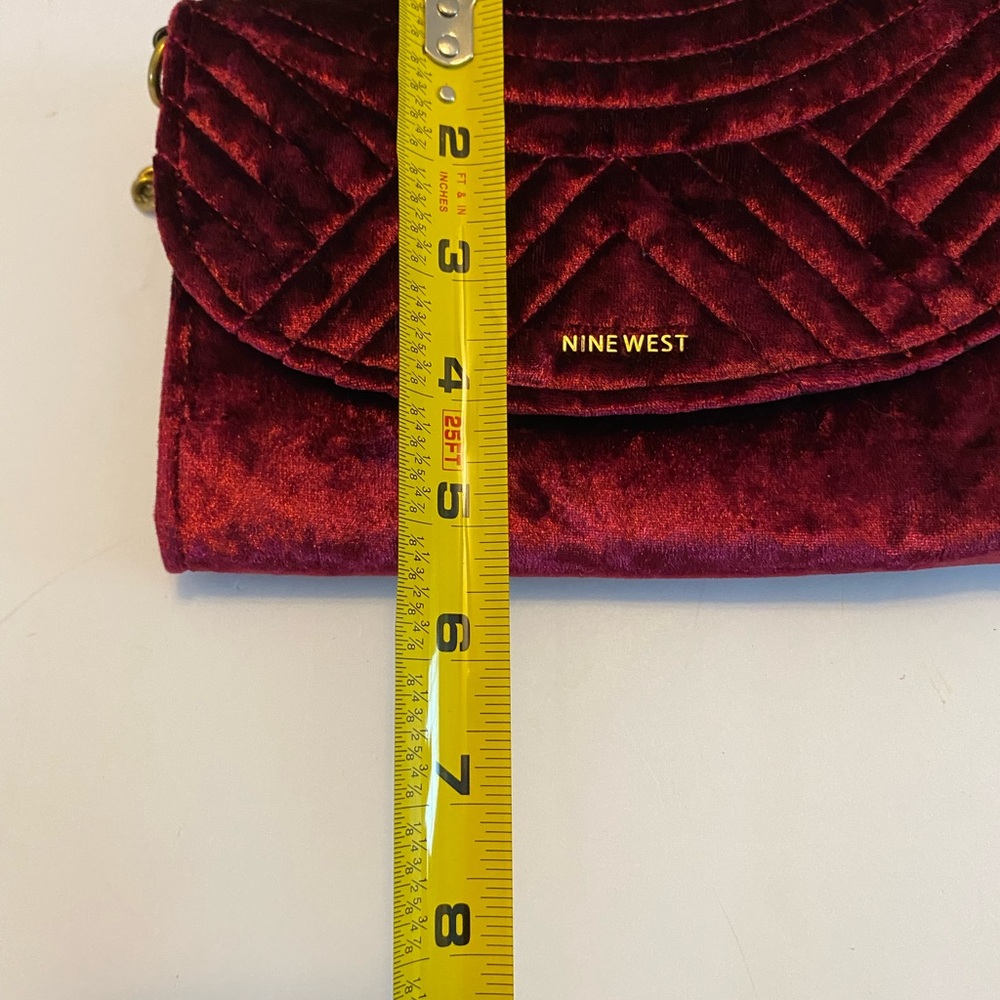 Nine West Rich Red/Burgundy Velvet Crossbody Bag NWT - Picture 11 of 12